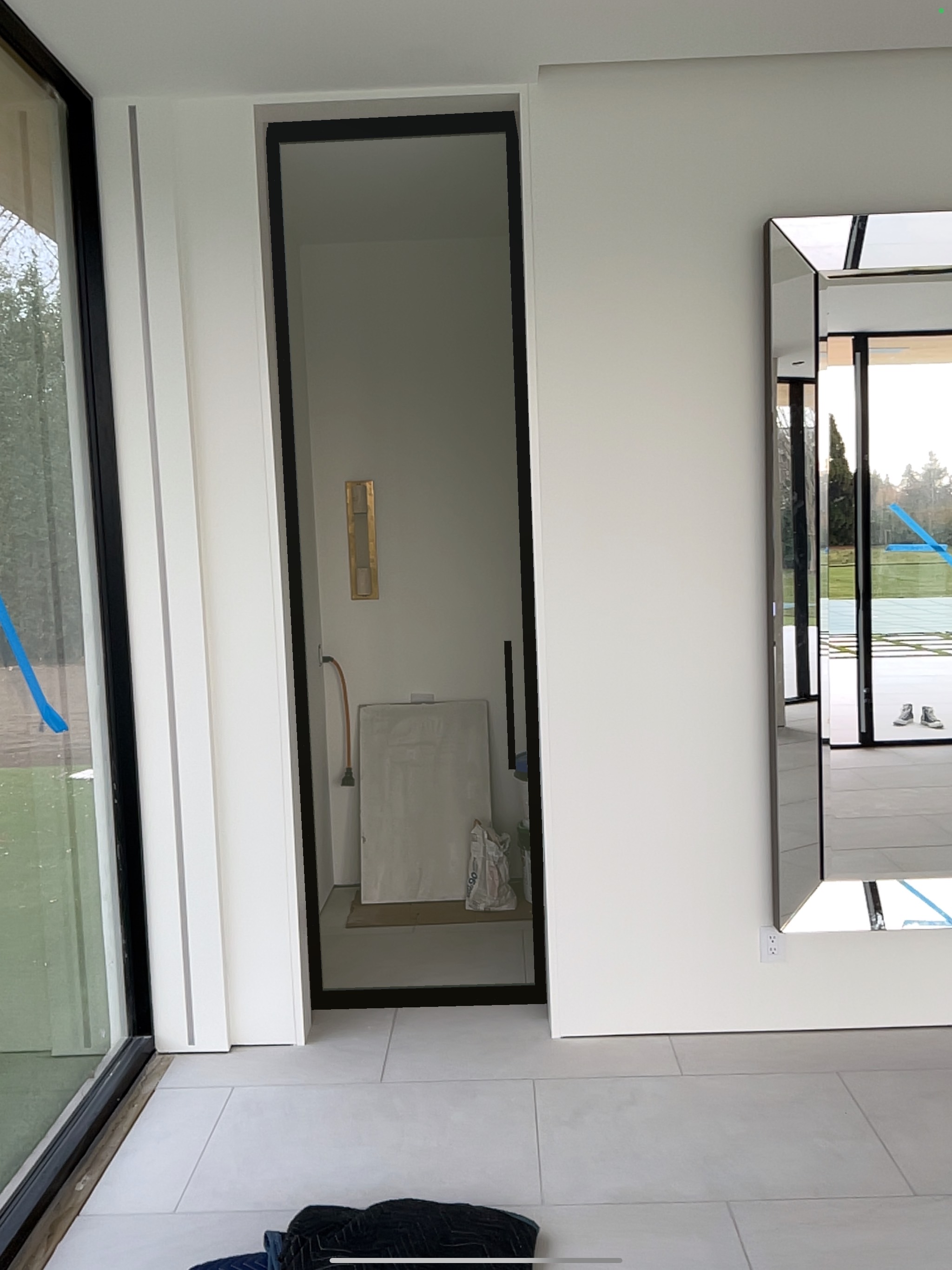 Pre-installation design rendering of the glass partition system — WiseGlass NY, Water Mill NY estate